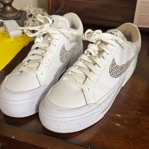 Nike look a likes Women's White Sneakers with Leopard Print